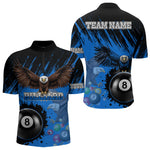 Blisscorners Personalized Eagle 8 Ball Pool Billiard Shirt For Men, Billiard Jerseys Team Polo & 1/4 Zip|Blue