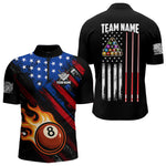 Blisscorners Funny Flame 8 Ball Billiard Shirts For Men Custom Patriotic American Flag Pool Team Jerseys MT1006