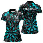 Blisscorners Custom Black And Blue Grunge Camo Dart Shirts For Men, Camouflage Dart Team Jersey Polo & 1/4 Zip
