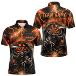 Blisscorners Personalized Orange Grim Reaper Custom Thunder Lightning Men Dart Shirts, 3D Darts Team Jerseys
