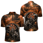 Blisscorners Personalized Orange Grim Reaper Custom Thunder Lightning Men Dart Shirts, 3D Darts Team Jerseys