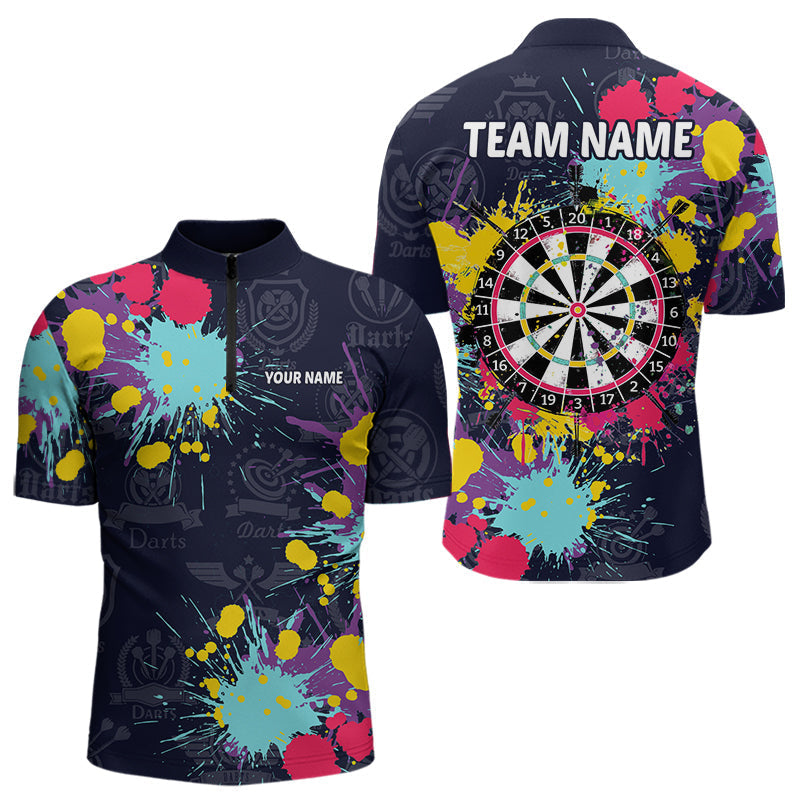 Blisscorners Funny Dartboard Colorful Paint Custom Men's Dart Shirts, Darts Team Jersey
