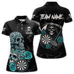 Blisscorners Personalized Funny Turquoise Skull Roses Darts Shirt For Men Custom Darts Team Jersey, Dart Outfit