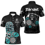 Blisscorners Personalized Funny Turquoise Skull Roses Darts Shirt For Men Custom Darts Team Jersey, Dart Outfit
