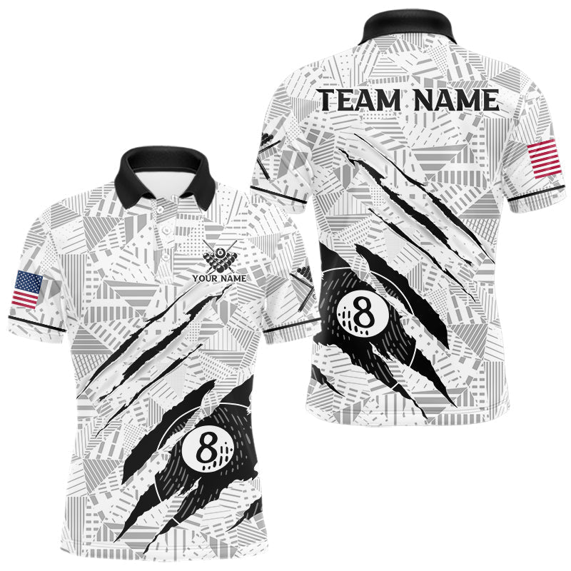 Blisscorners Personalized Funny Scratch 8 Ball Pool Billiard Polo, 1/4 Zip For Men Custom Team Billiard Jersey MT1006