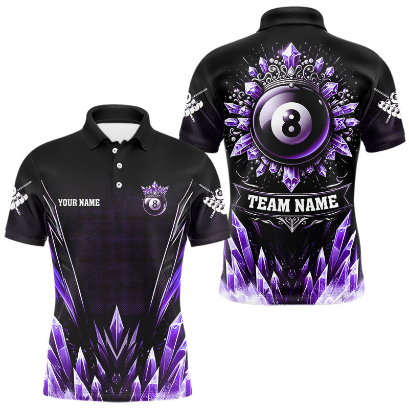 Maxxcorners Personalized Purple Icy 8 Ball Pool Crown Billiard Shirt For Men, Funny Billiard Team Jerseys MT0307