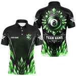 Maxxcorners Personalized Green Icy 8 Ball Pool Crown Billiard Shirt For Men, Billiard Jersey Polo & 1/4 Zip MT0307