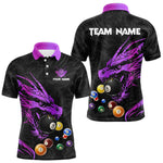 Blisscorners Personalized Purple Black Dragon Billiard Balls Pool Shirts For Men, Billiard League Team Jerseys