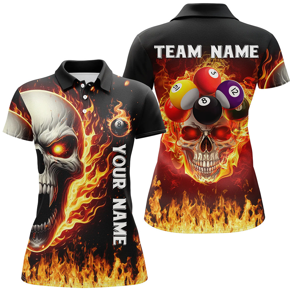 Blisscorners Fire Flame Skull Billiard Balls Custom 3D Printed Women Billiard Shirts Team League Billiard Jerseys