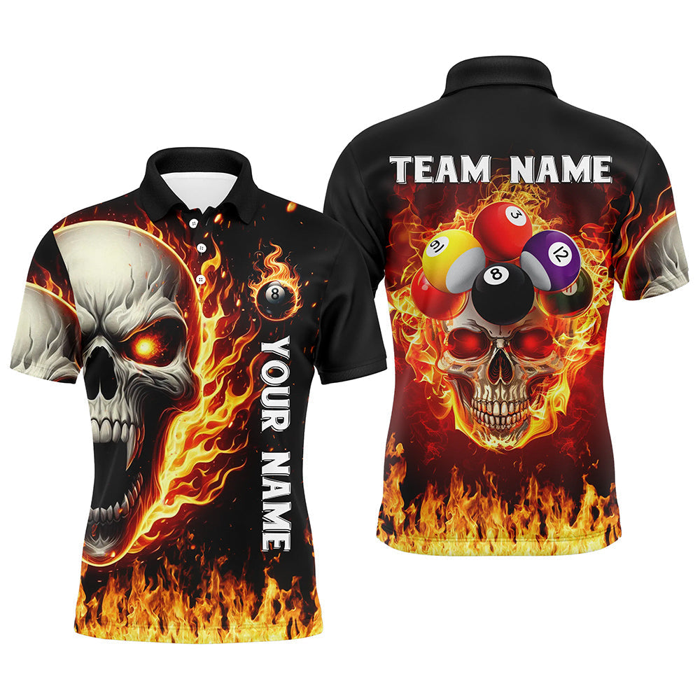 Blisscorners Fire Flame Skull Billiard Balls Custom 3D Printed Men Billiard Shirts Team League Billiard Jerseys