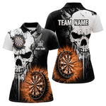 Blisscorners Personalized Grunge Skull Crack Wall Women Dart Shirts Custom Darts League Team Jerseys |Orange