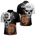 Blisscorners Personalized Grunge Skull Crack Wall Women Dart Shirts Custom Darts League Team Jerseys |Orange