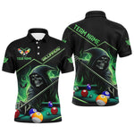 Blisscorners Funny Green Death Skeleton Play Pool Custom 3D Printed Billiard Shirts For Men Billiard Jerseys