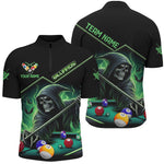 Blisscorners Funny Green Death Skeleton Play Pool Custom 3D Printed Billiard Shirts For Men Billiard Jerseys