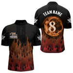 Blisscorners Red And Orange Flaming 8 Ball Pool Men Billiard Polo & 1/4 Zip Custom Pool Team Player Jersey LM2206