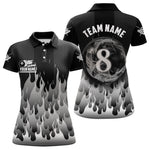 Blisscorners Black And Grey Flaming 8 Ball Pool Men Billiard Polo & 1/4 Zip Custom Pool Team Player Jersey LM2206