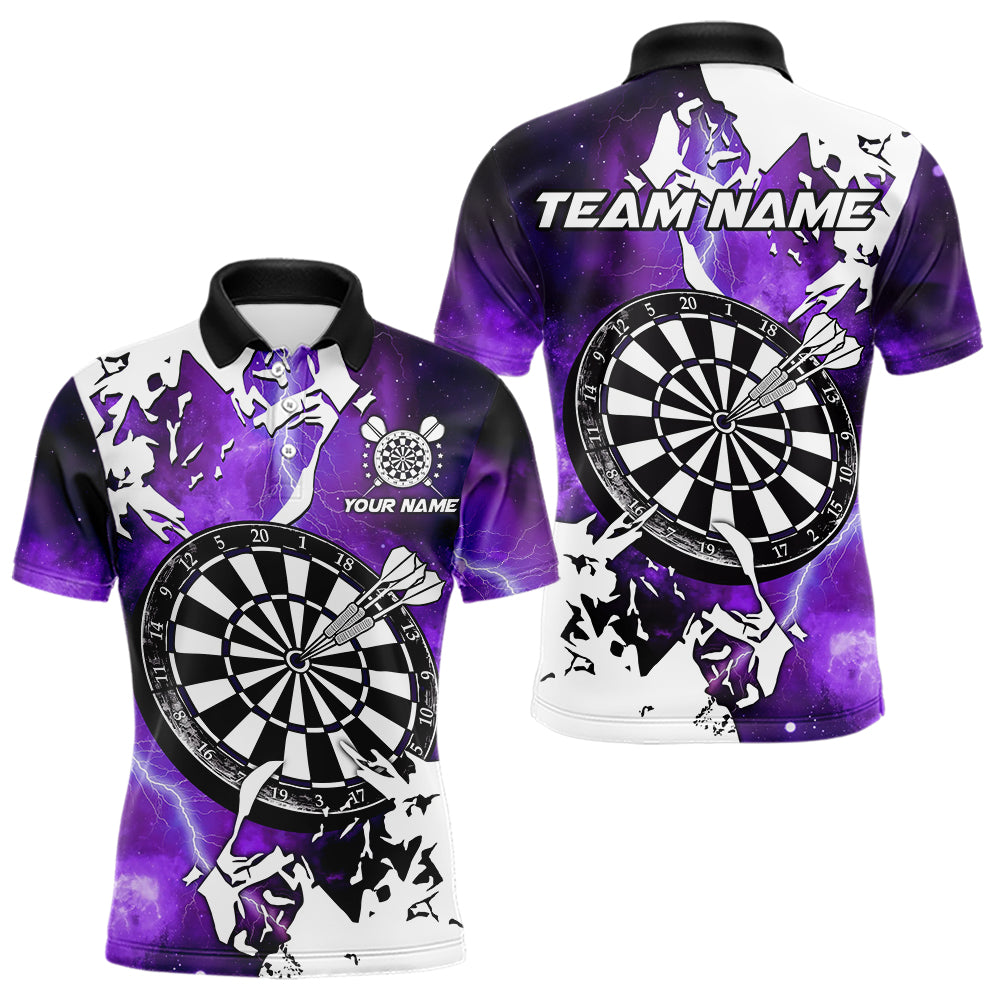 Blisscorners Lightning Grunge Dartboard Custom 3D Printed Darts Shirts For Men, Darts Team Jerseys |Purple LM103