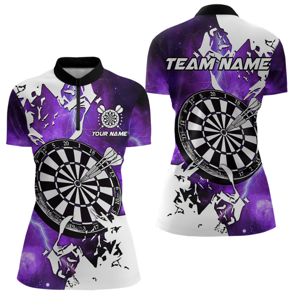 Blisscorners Lightning Grunge Dartboard Custom 3D Printed Darts Shirts For Men, Darts Team Jerseys |Purple LM103