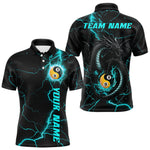 Blisscorners Black Turquoise Yin Yang 8&9 Ball Lightning Custom Dragon Billiard Shirt For Men, Pool Team Jersey MT1007