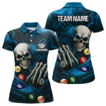 Blisscorners Personalized Blue Funny Skeleton Pool Balls Billiard Shirt For Men, Skull Billiard Team Jerseys LM1307