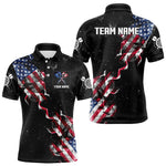 Blisscorners Custom US Flag Smoke Men's Darts Shirt With Pocket, Patriotic Darts Jersey LM3006