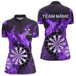 Blisscorners Purple Flaming Dartboard Darts Polo & Quarter Zip Custom Dart Shirts For Men Team Dart Jerseys MT2306