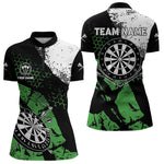 Blisscorners Retro Black Green Grunge Pattern Darts Polo, Quarter Zip Custom MenDart Shirt Team Dart Jersey