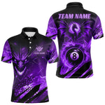 Blisscorners Personalized Purple Flame Dragon 8 Ball Billiard Shirt For Men, Pool Team Jersey Polo & 1/4 Zip MT1607