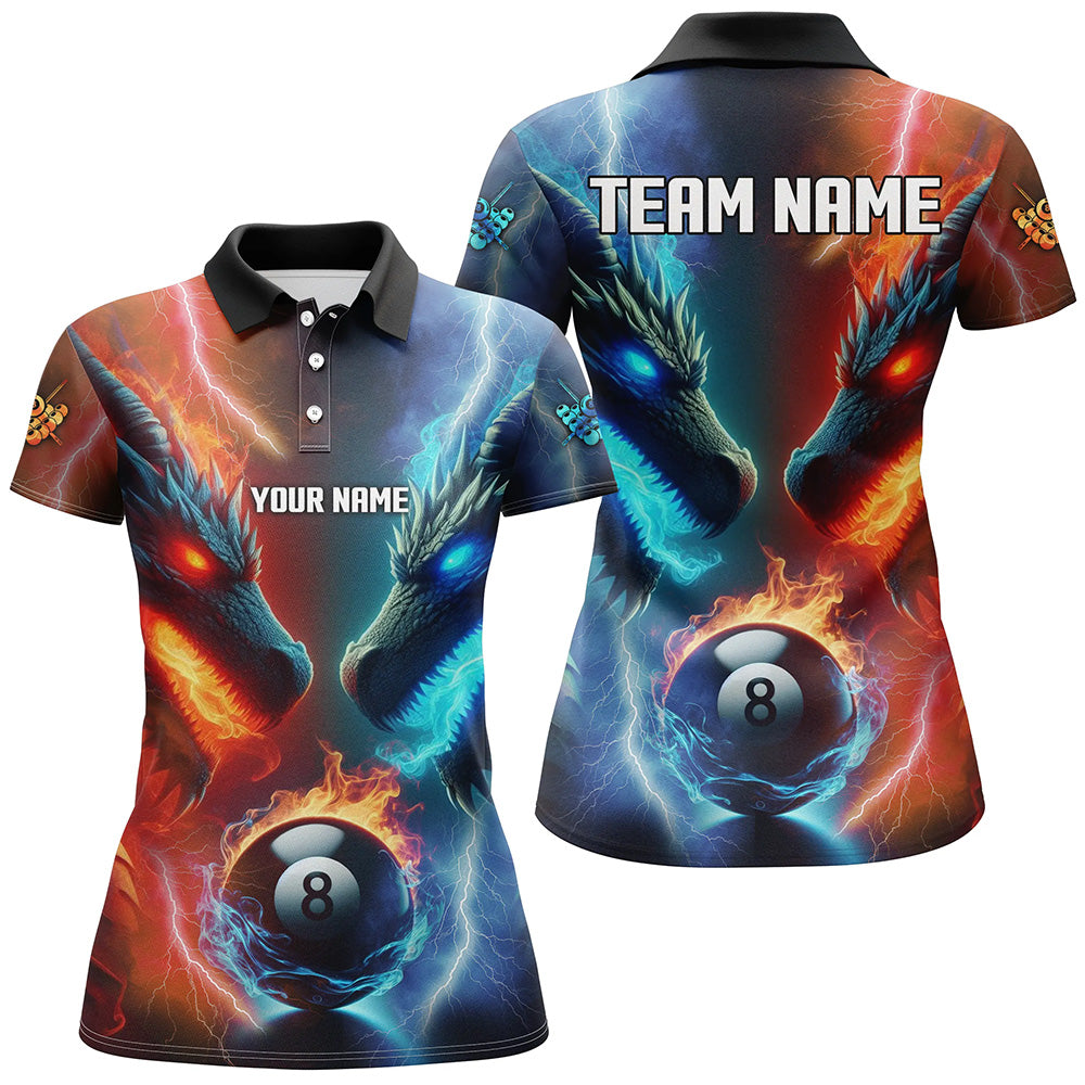 Blisscorners Personalized Water Fire 3D Dragon 8 Ball Pool Billiard Shirts For Men, Team League Billiard