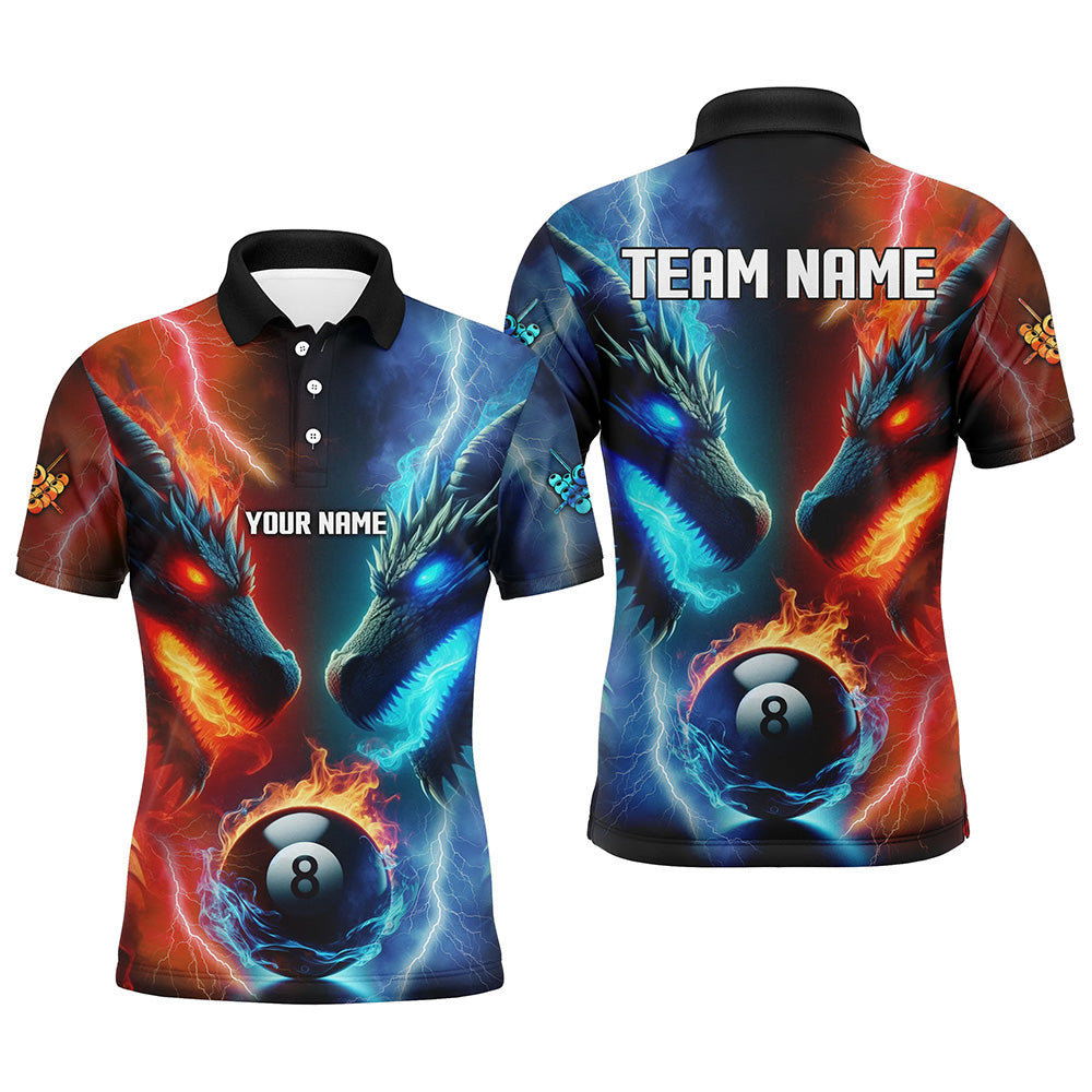 Blisscorners Personalized Water Fire 3D Dragon 8 Ball Pool Billiard Shirts For Men, Team League Billiard