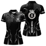 Blisscorners Customized 8 Ball Pool Crown Wmen Billiard Shirt, White And Black Billiard Team Shirt, Pool Jersey