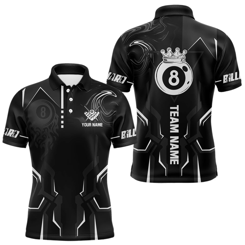 Blisscorners Customized 8 Ball Pool Crown Wmen Billiard Shirt, White And Black Billiard Team Shirt, Pool Jersey