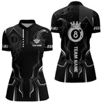 Blisscorners Customized 8 Ball Pool Crown Wmen Billiard Shirt, White And Black Billiard Team Shirt, Pool Jersey
