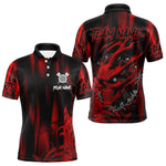 Blisscorners Personalized Skull Darts Shirt For Men Custom Black And Red Darts Team Jerseys Polo & 1/4 Zip MT1607