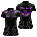 Blisscorners Black And Purple Dartboard Crown Wings Custom Darts Shirt For Men, Dart Team Jersey Polo & 1/4 Zip LM2007