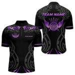 Blisscorners Black And Purple Dartboard Crown Wings Custom Darts Shirt For Men, Dart Team Jersey Polo & 1/4 Zip LM2007