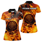 Blisscorners Personalized Orange Swirling Fire Flame Dart Shirts With Pocket For Men Custom Darts Team Jersey