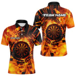 Blisscorners Personalized Orange Swirling Fire Flame Dart Shirts With Pocket For Men Custom Darts Team Jersey