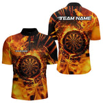 Blisscorners Personalized Orange Swirling Fire Flame Dart Shirts With Pocket For Men Custom Darts Team Jersey