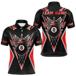 Blisscorners Customized 8 Ball Pool Crown Billiard Shirts, Red And Black Billiard Team Shirts, Pool Jersey