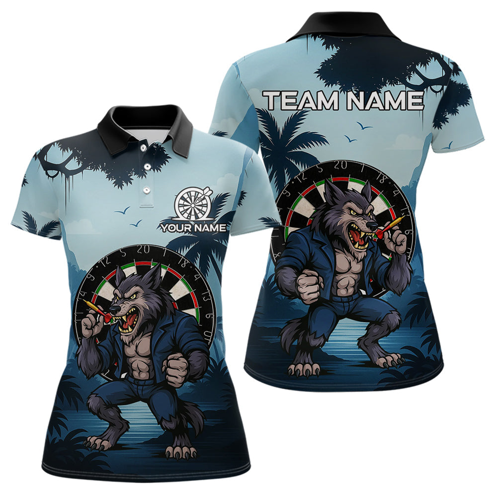 Blisscorners Funny Wolf Jungle Dart Shirts For Men Custom Dart Team Jerseys Polo & 1/4 Zip, Best Darts Gifts LM1625