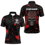 Blisscorners Black And Red Paint Skull Dart Shirts For Men Custom Dart Jerseys, Darts Team Shirt Polo & 1/4 Zip LM1625