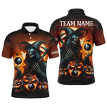 Blisscorners Death Skeleton & Pumpkin With 8 Ball Pool Billiard Jerseys, Funny Halloween Billiard Shirts