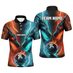 Blisscorners Custom Orange Cyan Fire 3D Dragon 8 Ball Pool Billiard Shirts, Team League Billiard Jerseys