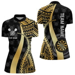 Blisscorners Personalized Black And Golden Tribal Dart Shirts For Men Custom Dart Jersey Team Polo & 1/4 ZipMT0306