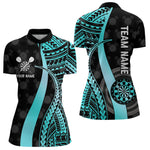 Blisscorners Personalized Black And Turquoise Tribal Dart Shirts For Men Custom Dart Jersey Team Polo & 1/4 Zip