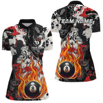 Blisscorners Flame 8 Ball Pool Abstract Smoke Pattern Custom Billiard Shirts, Grunge Billiard Jerseys |Red