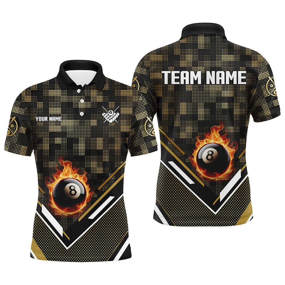 Blisscorners Customized Yellow 8 Ball Fire Tech Camo Pattern Billiard Sport Jerseys For Men Billiard Team Shirts