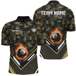 Blisscorners Customized Yellow 8 Ball Fire Tech Camo Pattern Billiard Sport Jerseys For Men Billiard Team Shirts