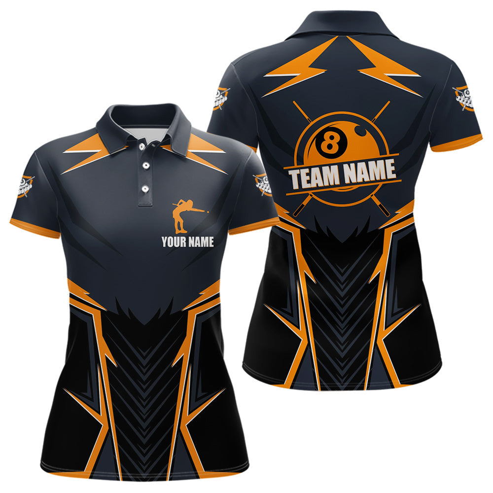 Blisscorners Billiard Jerseys For Men Custom Polo & Quarter-Zip Billiard Team Shirts, 8 Ball Pool Shirt |Orange